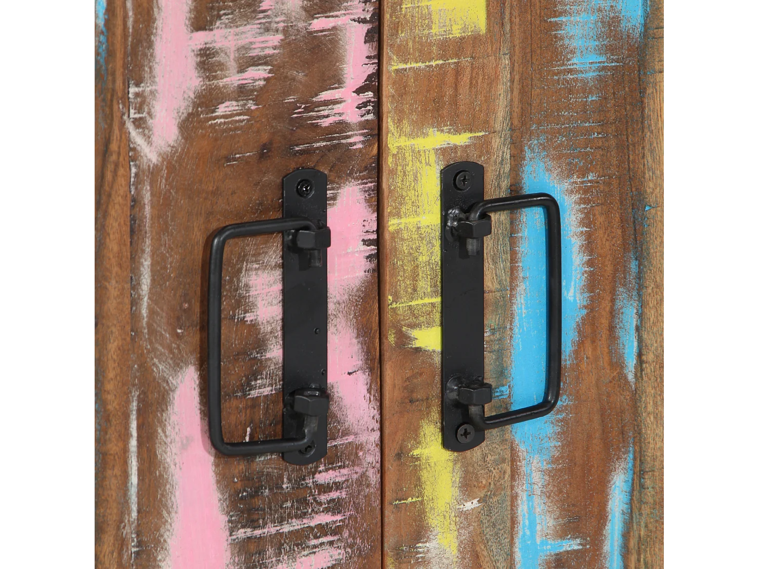 Meuble à chaussures Noir 30x30x40 cm en bois massif de récupération et acier