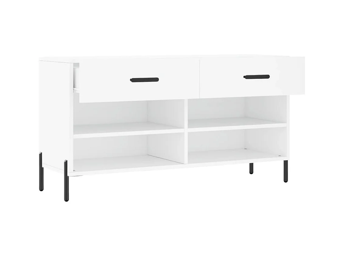 Banc à chaussures blanc 102x35x55 cm bois d'ingénierie