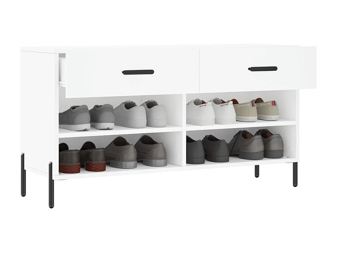 Banc à chaussures blanc 102x35x55 cm bois d'ingénierie