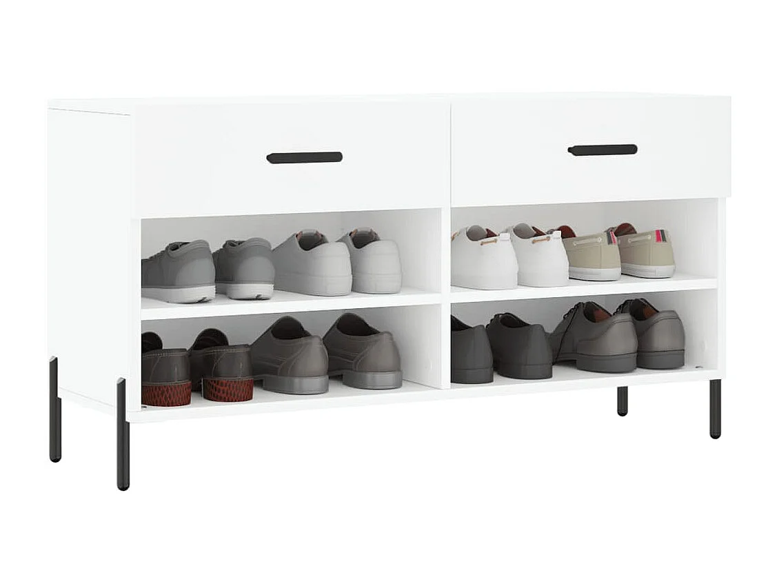 Banc à chaussures blanc 102x35x55 cm bois d'ingénierie
