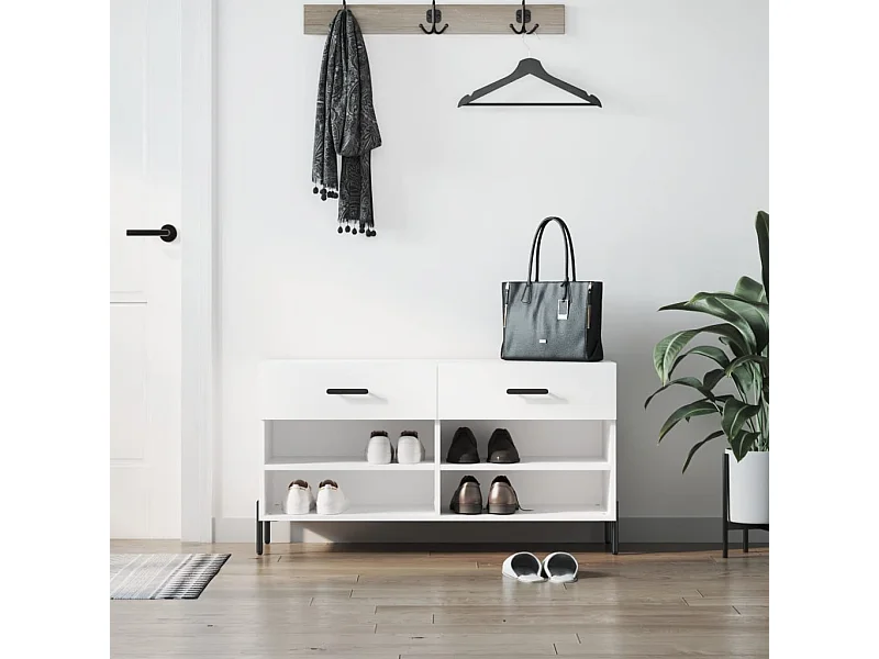 Witte schoenbank 102x35x55 cm bewerkt hout