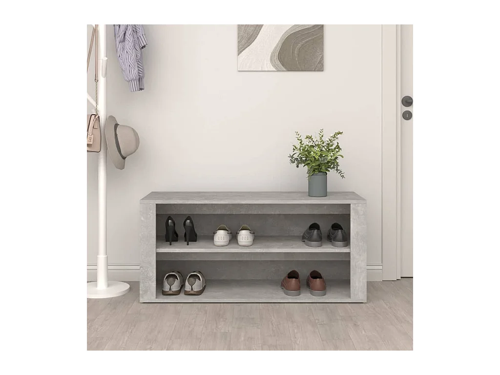 Étagère à chaussures Gris béton 100x35x45 cm Bois d'ingénierie