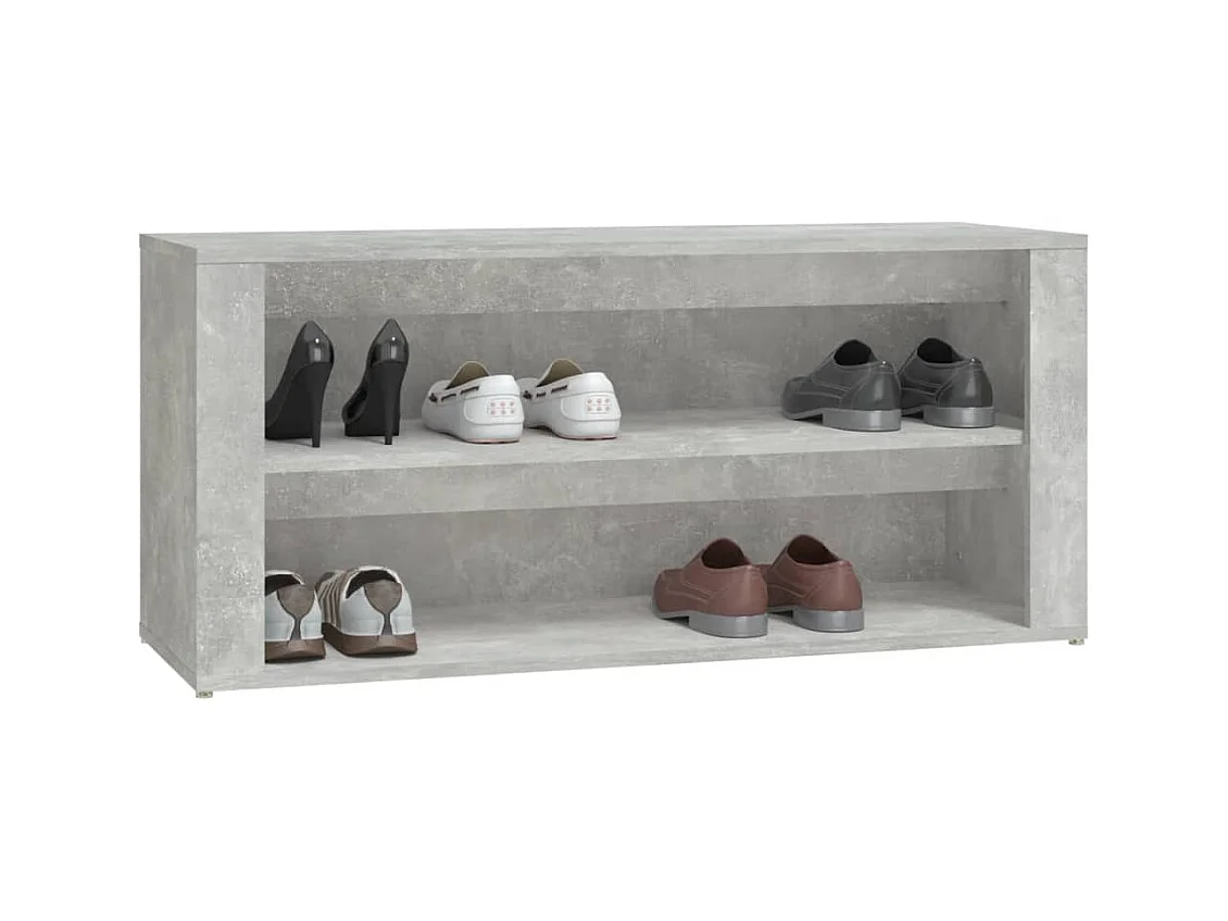Étagère à chaussures Gris béton 100x35x45 cm Bois d'ingénierie