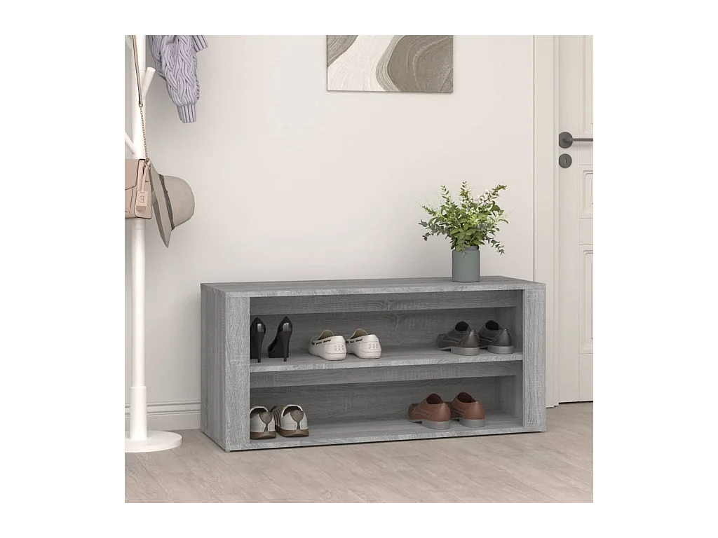 Étagère à chaussures Gris béton 100x35x45 cm Bois d'ingénierie