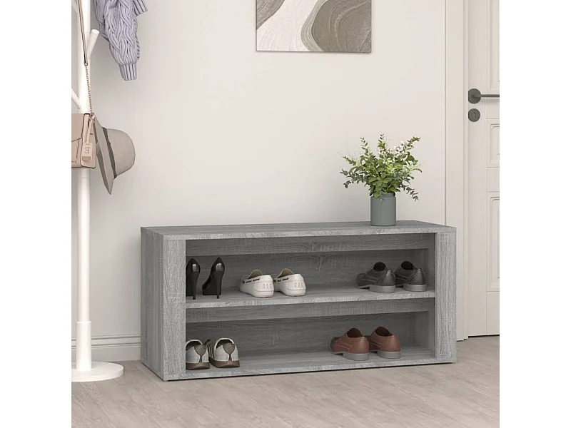 Étagère à chaussures Gris béton 100x35x45 cm Bois d'ingénierie
