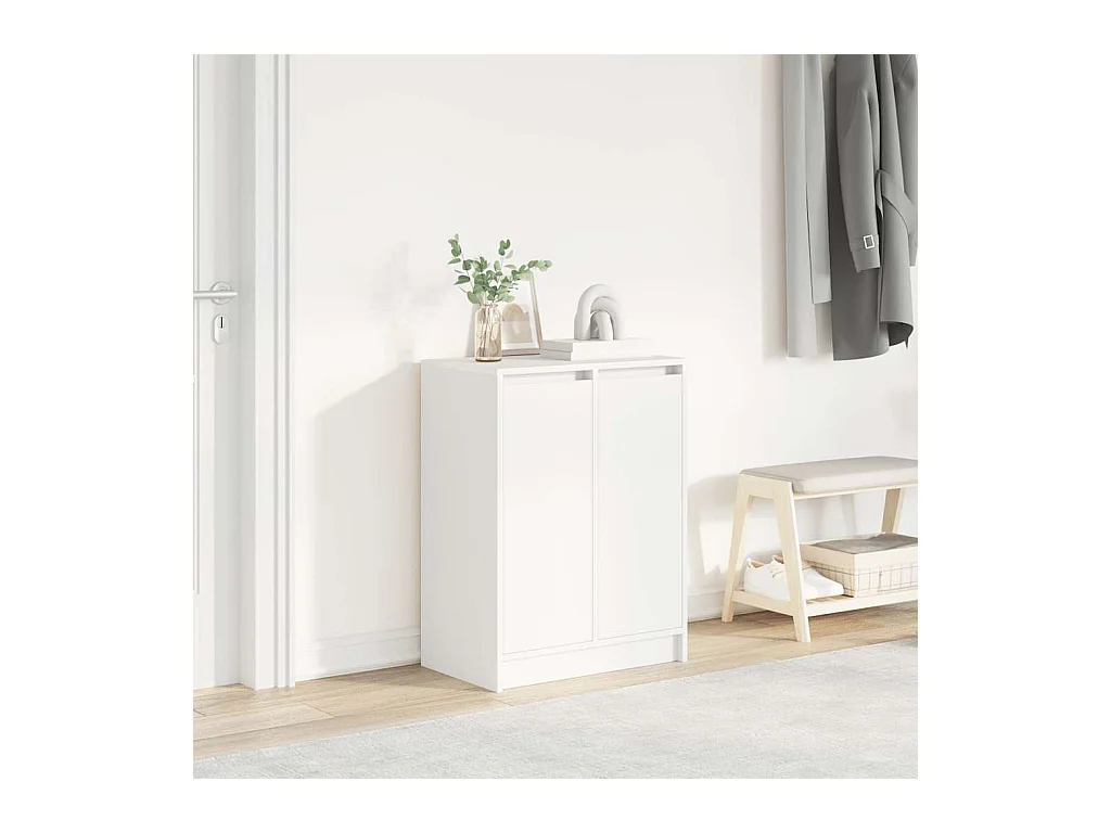 Weißer Schuhschrank 57x34x76 cm Holzwerkstoff