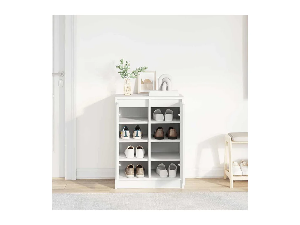 Weißer Schuhschrank 57x34x76 cm Holzwerkstoff