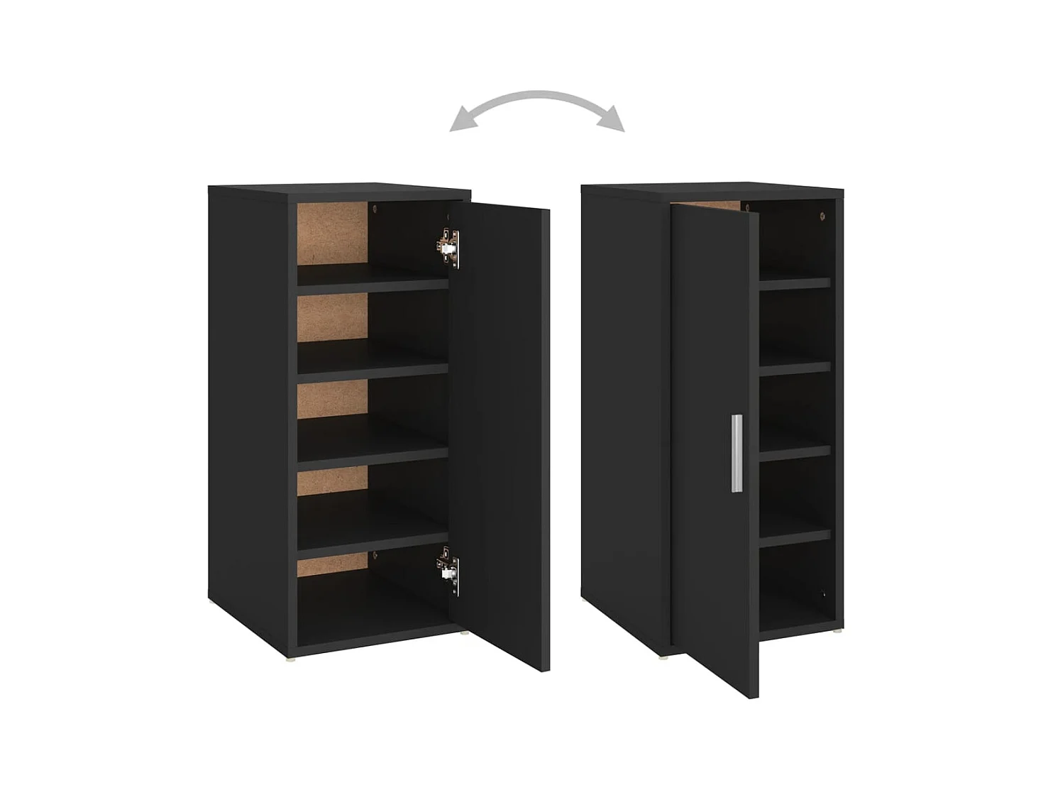 Zwarte schoenenkast 32x35x70 cm Technisch hout