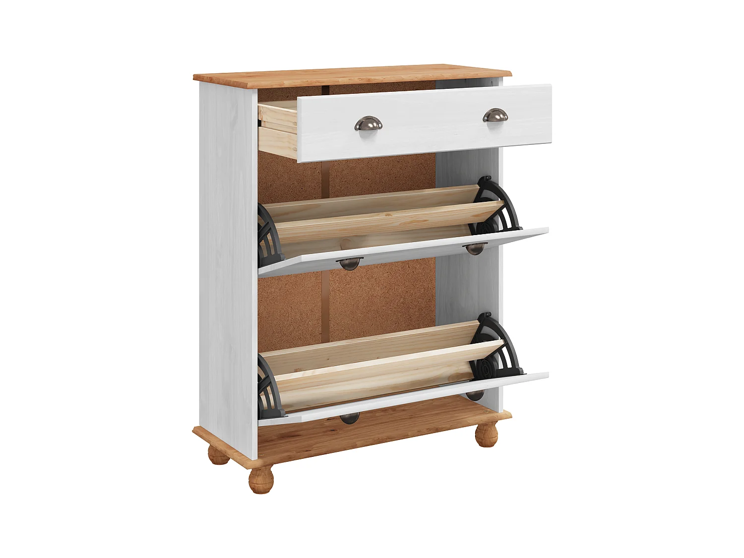 Cabinet à chaussures Blanc 85x35x108 cm Bois massif pin