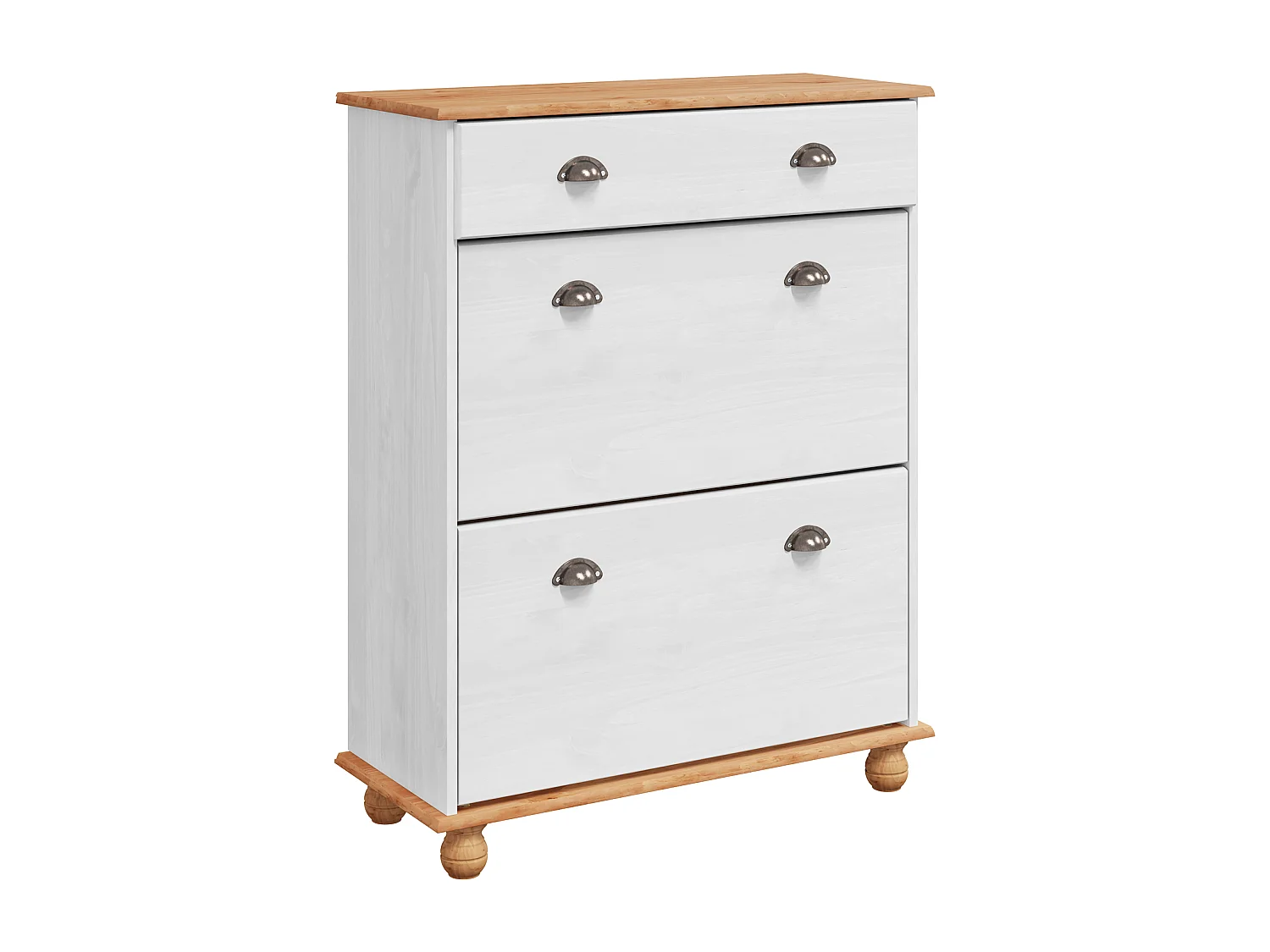 Scarpiera Bianca 85x35x108 cm Legno Massello di Pino