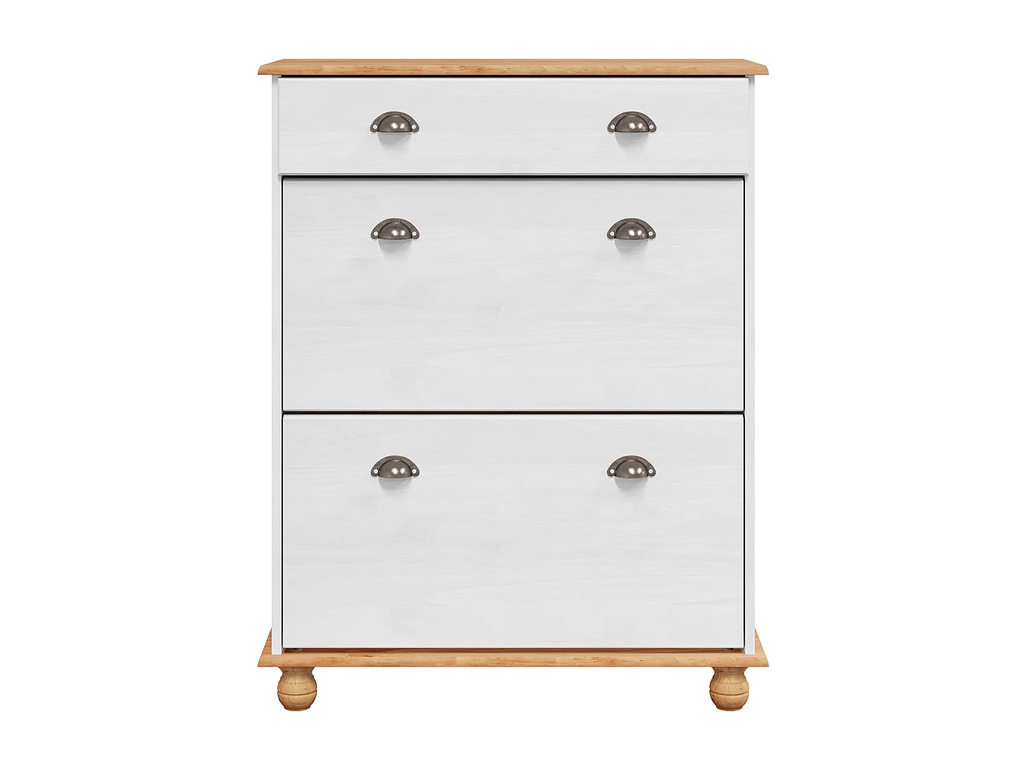 Scarpiera Bianca 85x35x108 cm Legno Massello di Pino