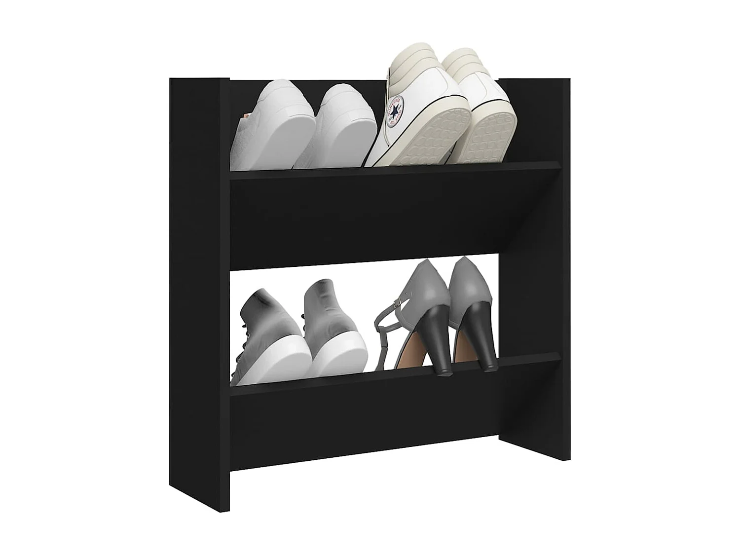 Armoire à chaussures murale noir 60x18x60 cm bois d'ingénierie