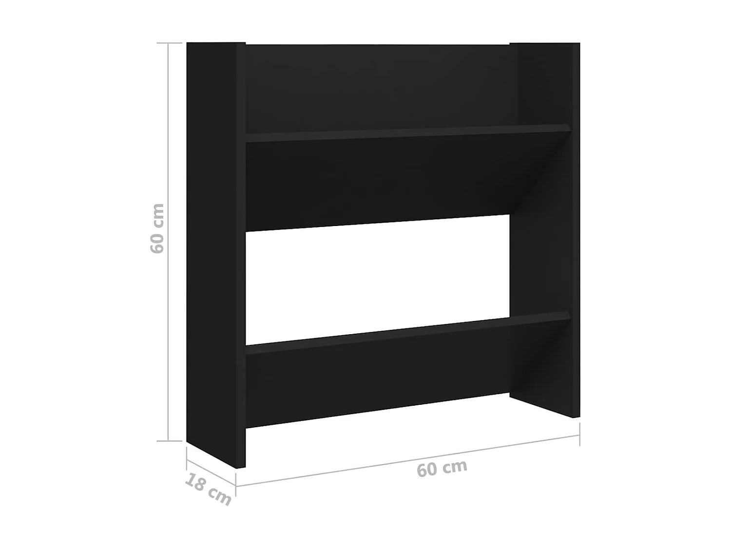 Armoire à chaussures murale noir 60x18x60 cm bois d'ingénierie