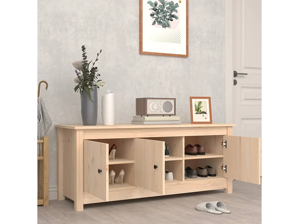 Armoire à chaussures 110x38x45,5 cm Bois de pin massif