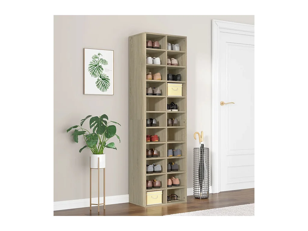 Armoire à chaussures chêne sonoma 54x34x183cm bois d'ingénierie