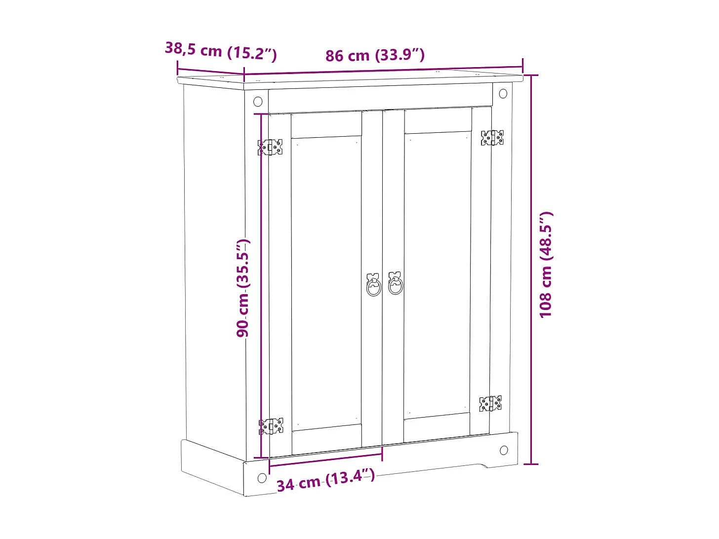 Schuhschrank 86x38,5x108 cm Kiefer Massivholz