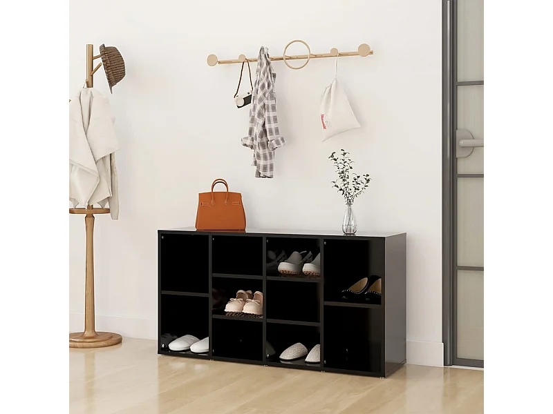 Panca portascarpe nera 103x30x54,5 cm Legno ingegnerizzato