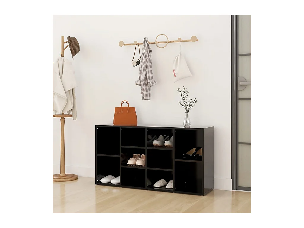 Panca portascarpe nera 103x30x54,5 cm Legno ingegnerizzato