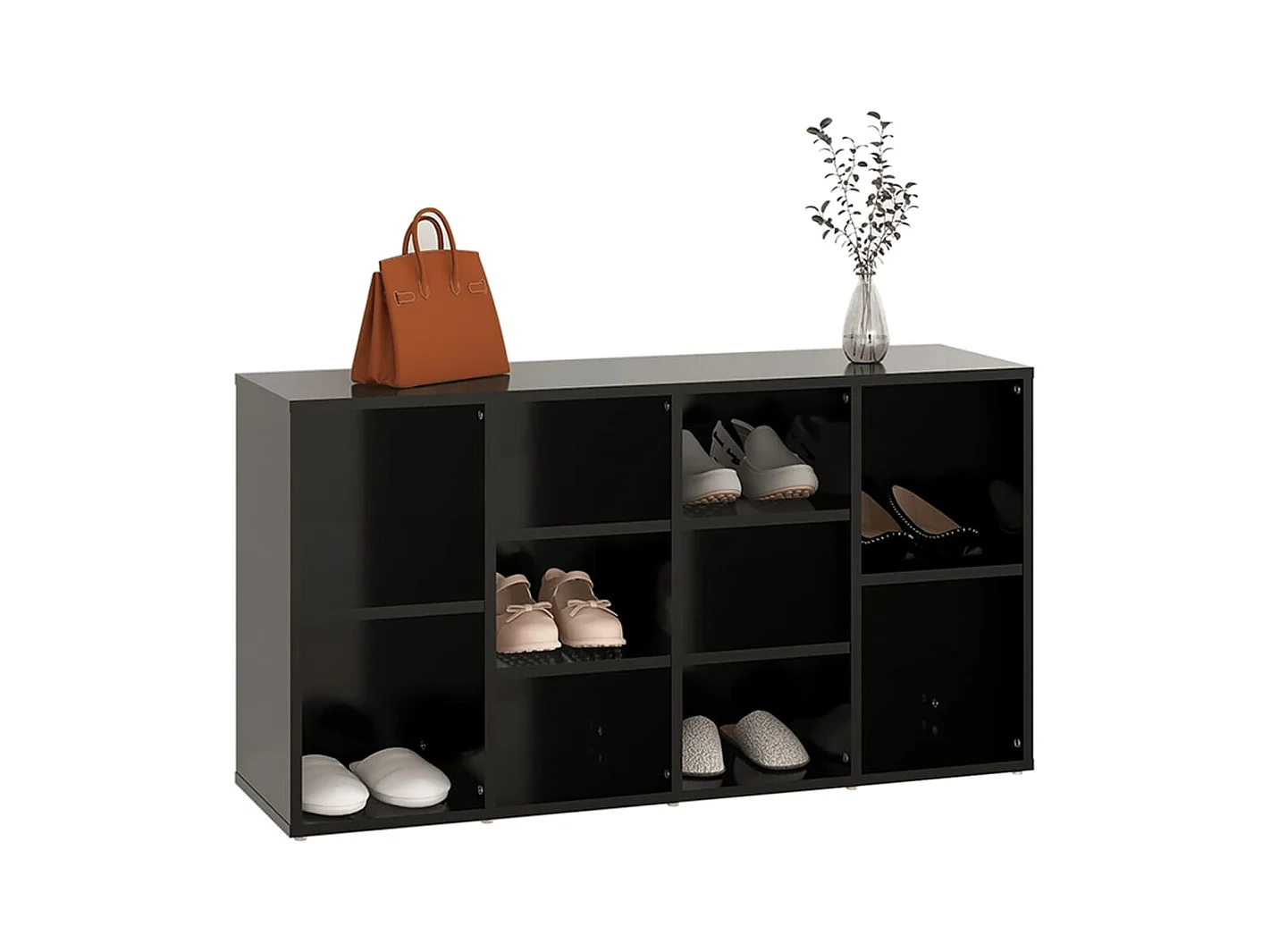 Panca portascarpe nera 103x30x54,5 cm Legno ingegnerizzato