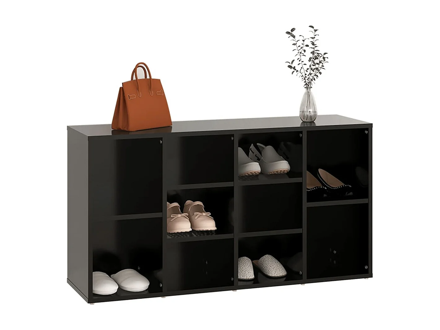 Banco zapatero negro 103x30x54,5 cm Madera de ingeniería