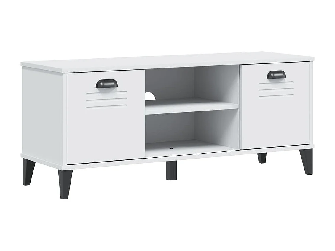 Panca portascarpe bianca 106x35x45 cm in legno massello di pino