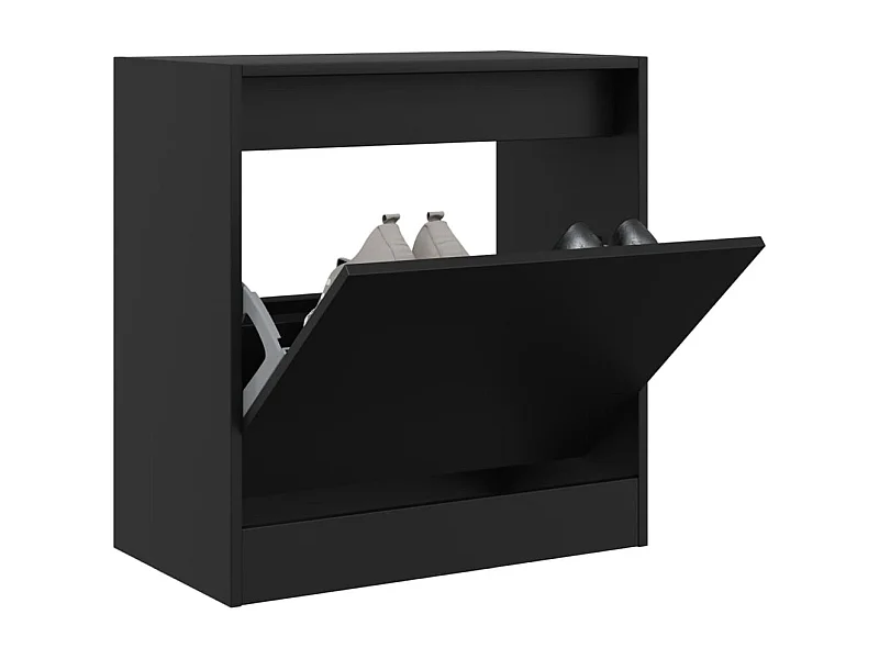 Armoire à chaussures noir 60x34x63,5 cm bois d'ingénierie