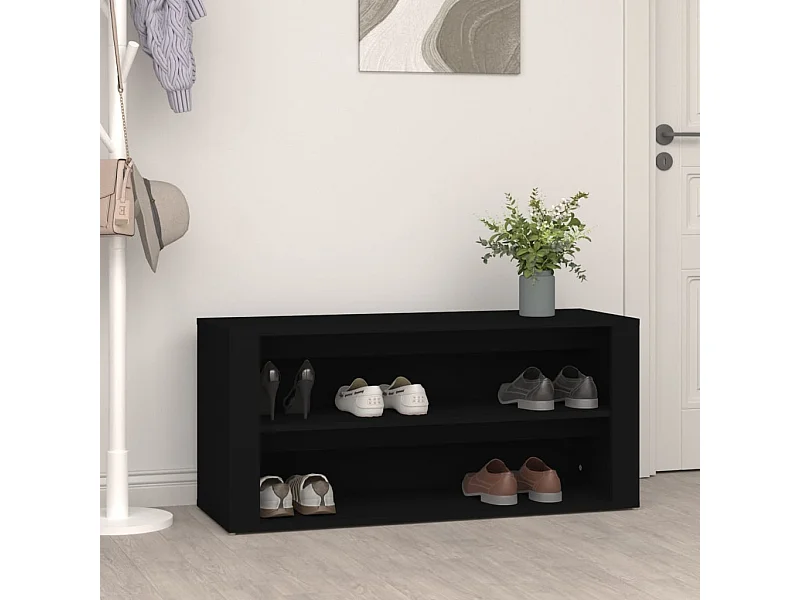 Scarpiera nera 100x35x45 cm in legno ingegnerizzato