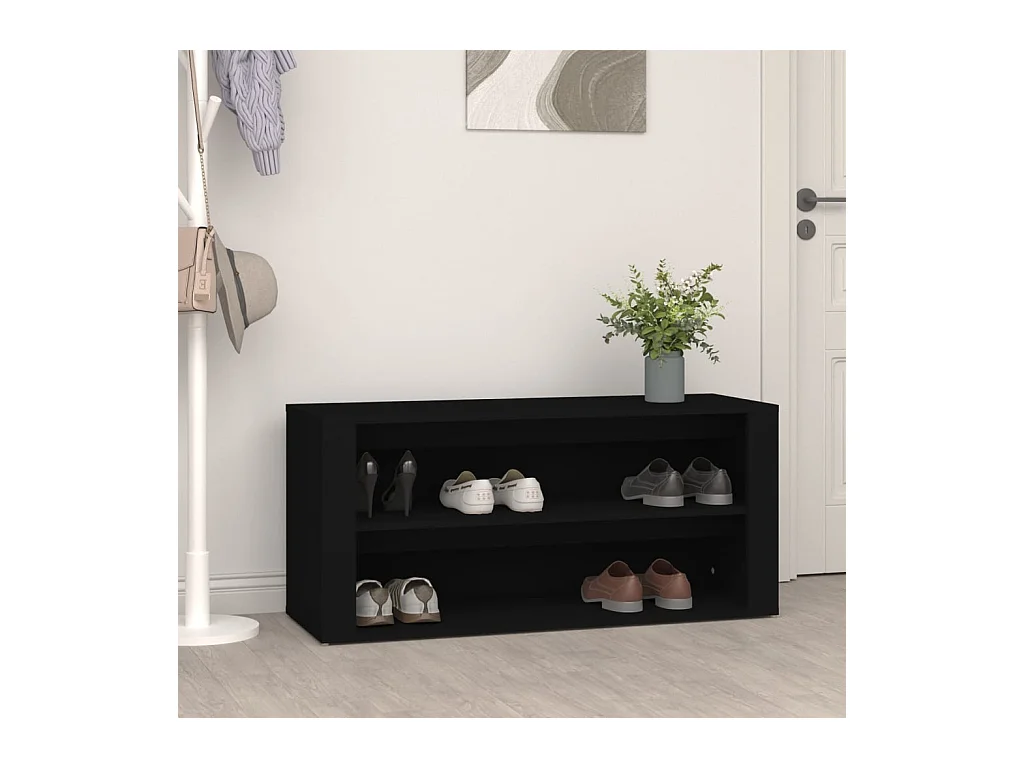 Zwarte schoenenrek 100x35x45 cm Technisch hout