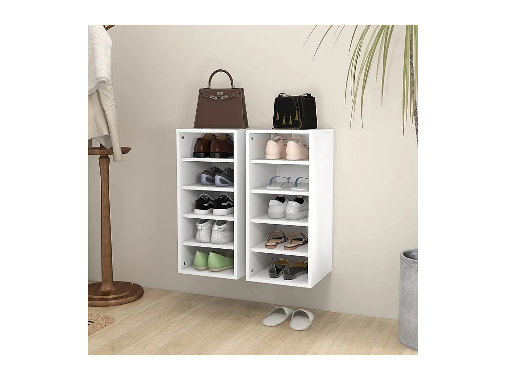 Armoires à chaussures 2pcs Blanc 31,5x35x70cm Bois d'ingénierie