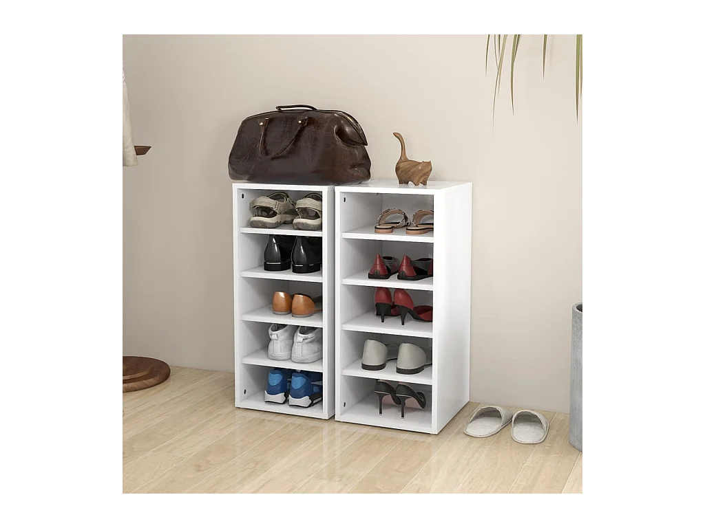 Armoires à chaussures 2pcs Blanc 31,5x35x70cm Bois d'ingénierie