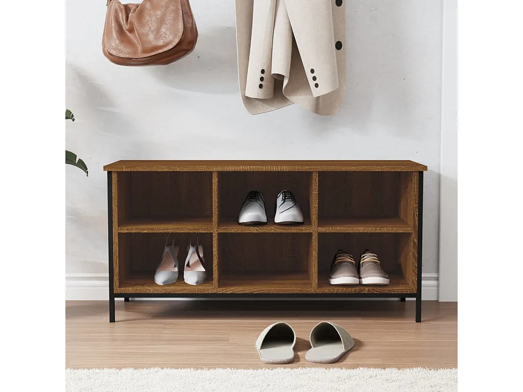 Zapatero roble marrón 100x35x50cm madera de ingeniería