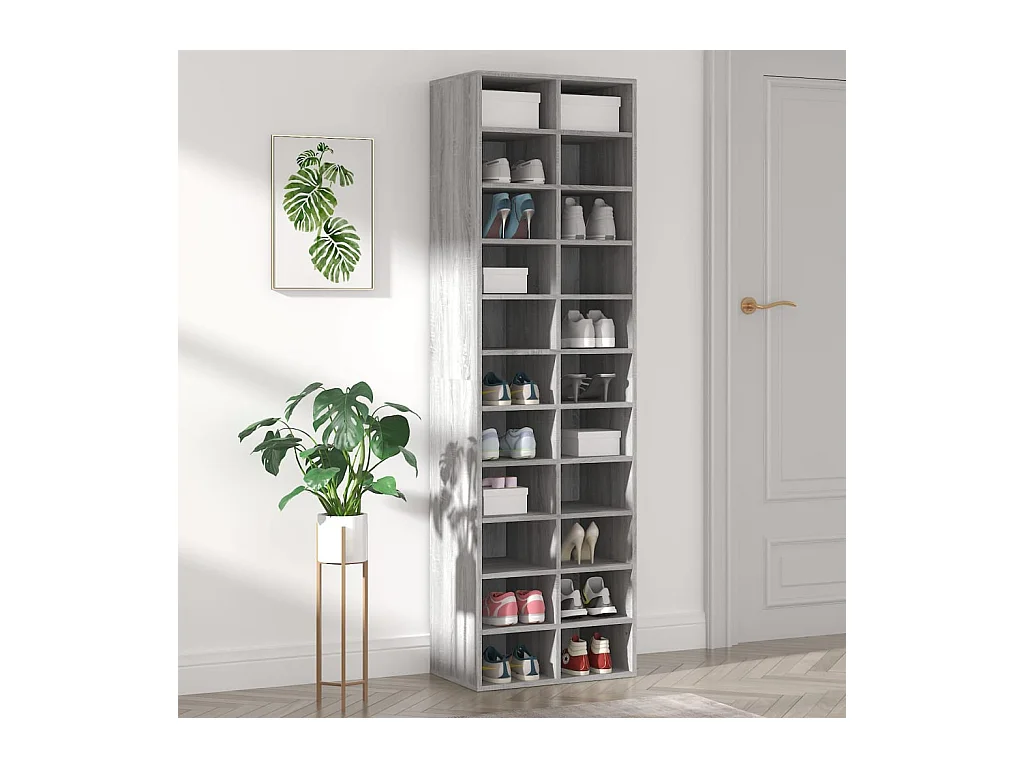 Sonoma grijze schoenenkast 54x34x183 cm Technisch hout