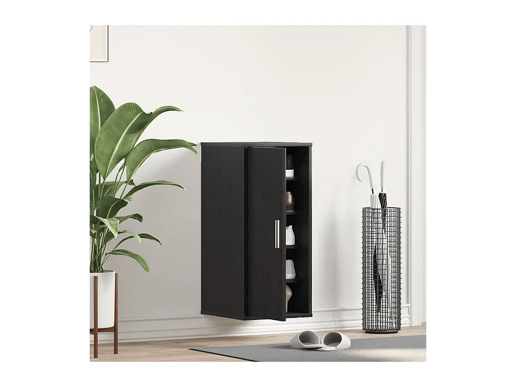 Zwarte eikenhouten schoenenkast 32x35x70 cm bewerkt hout