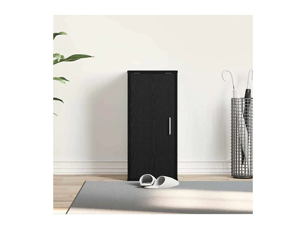 Zwarte eikenhouten schoenenkast 32x35x70 cm bewerkt hout