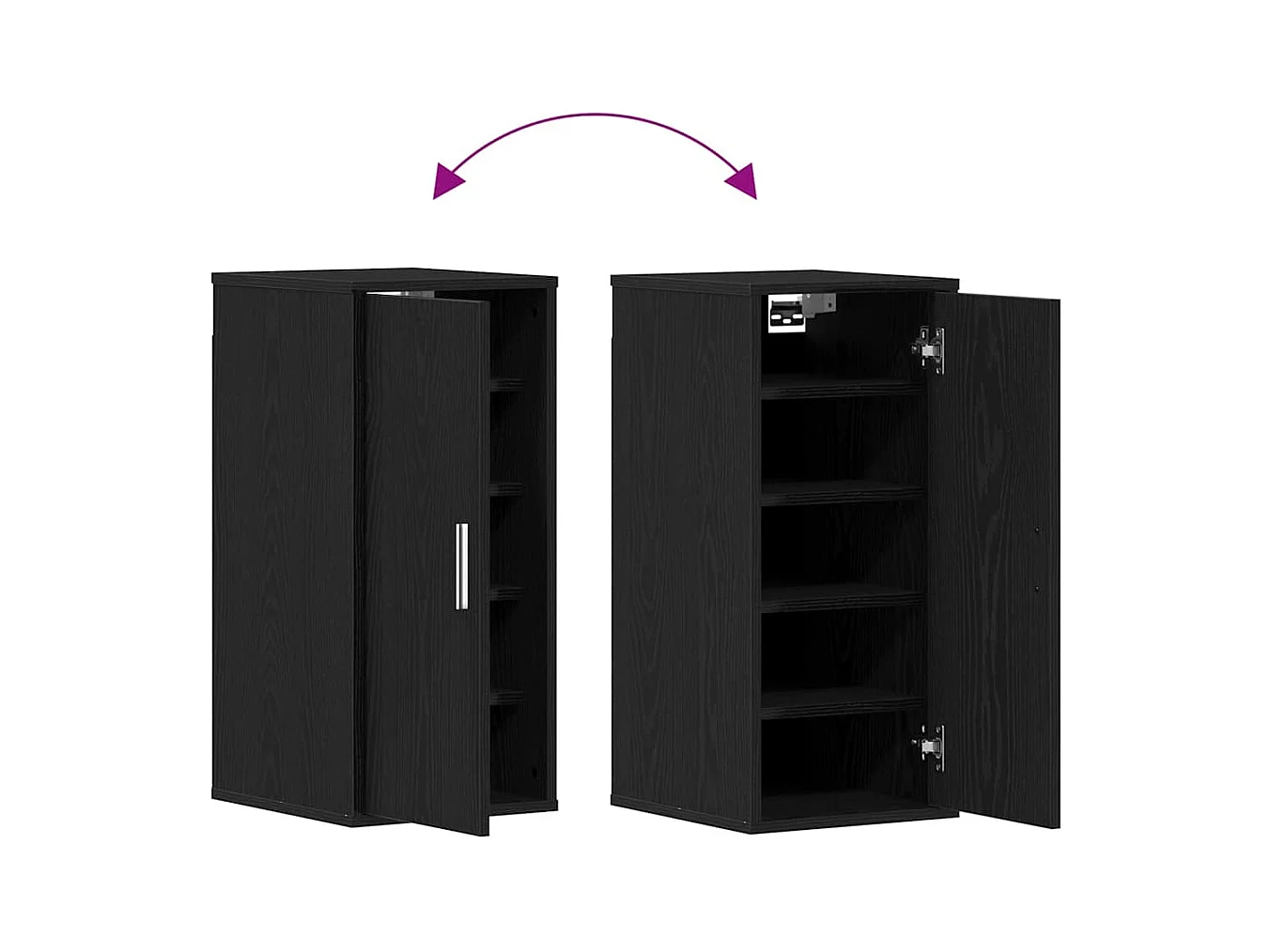 Zwarte eikenhouten schoenenkast 32x35x70 cm bewerkt hout