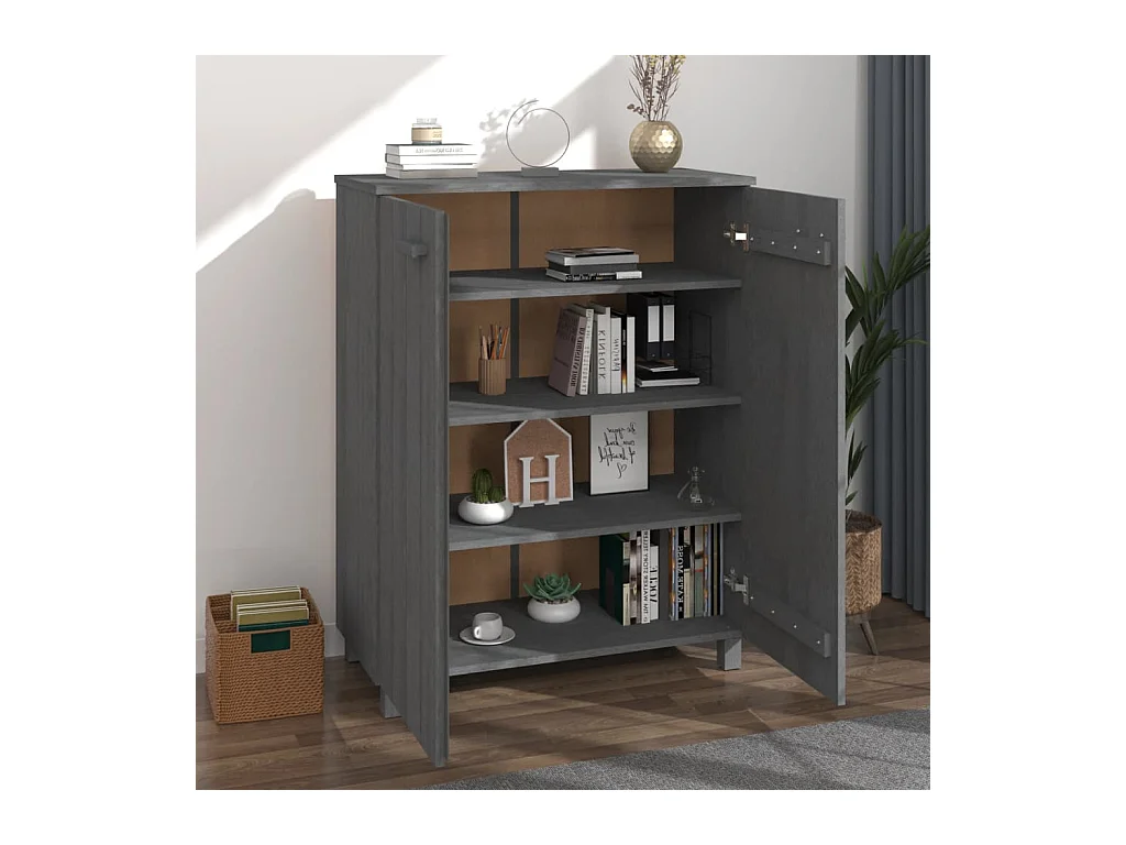 Schoenenkast Donkergrijs 85x40x108 cm Massief grenen