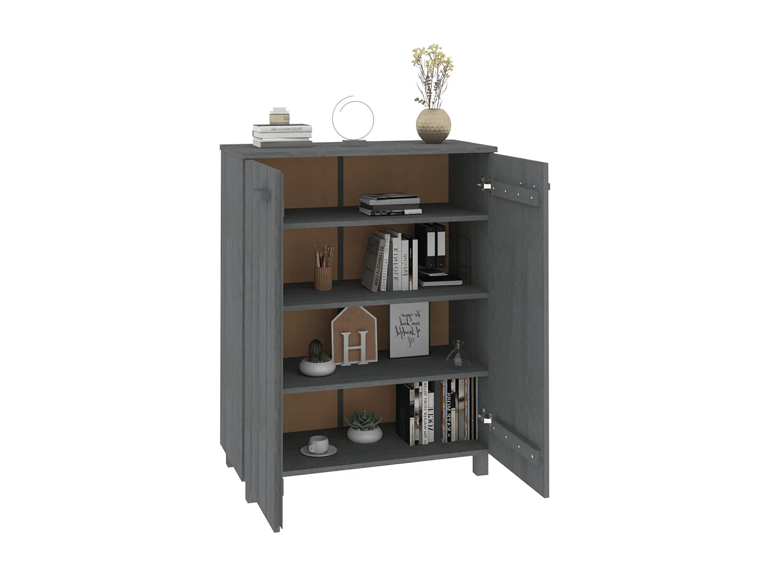 Zapatero Gris Oscuro 85x40x108 cm Pino Macizo