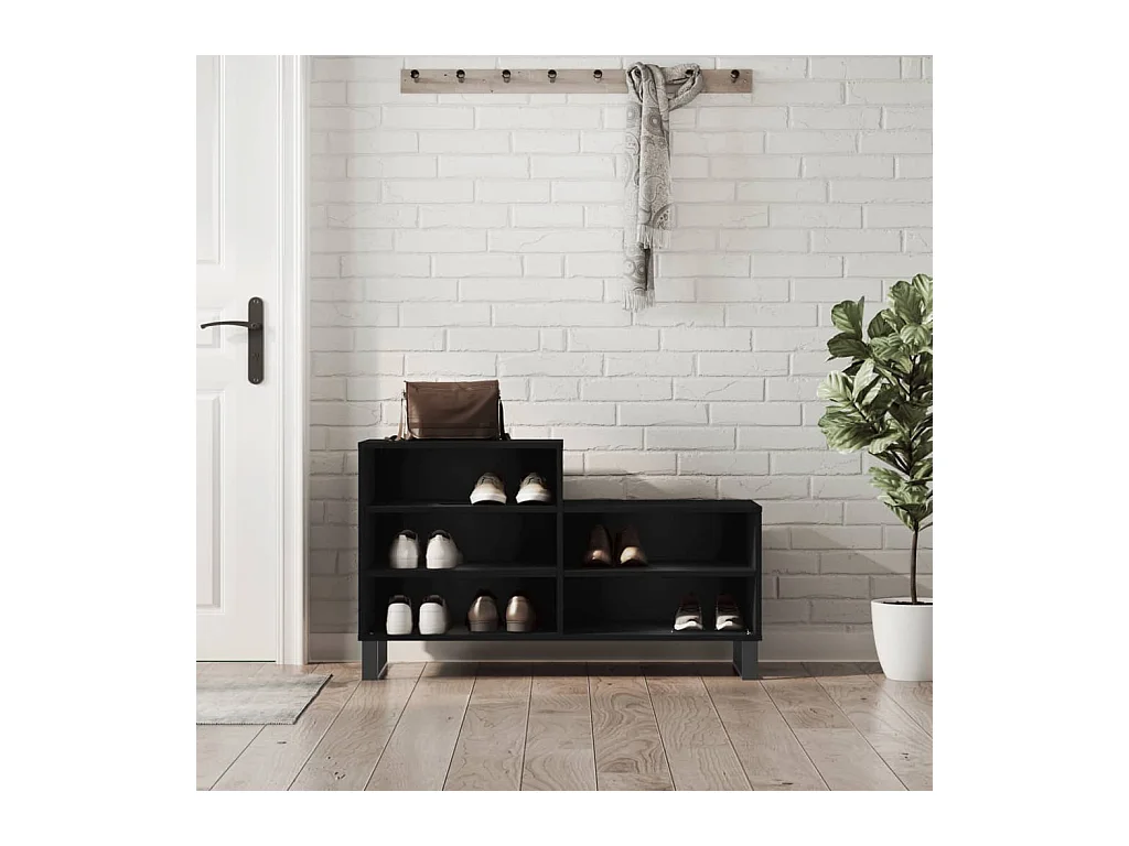 Scarpiera nera 102x36x60 cm Legno ingegnerizzato
