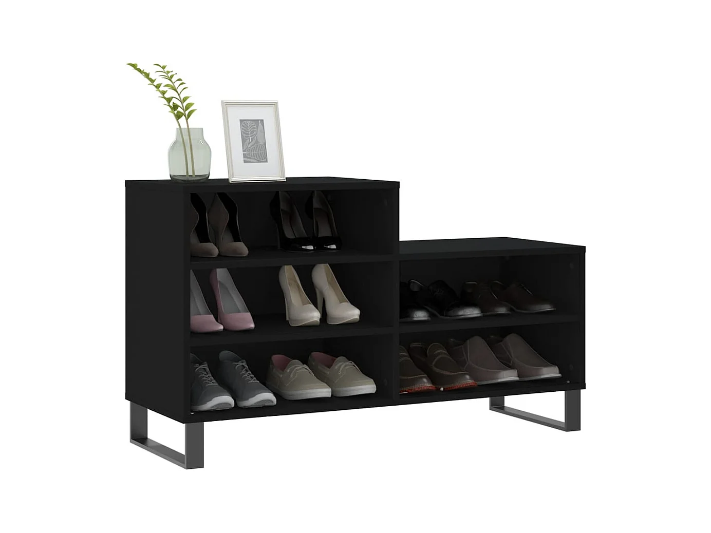 Scarpiera nera 102x36x60 cm Legno ingegnerizzato