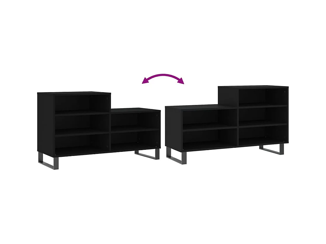 Scarpiera nera 102x36x60 cm Legno ingegnerizzato