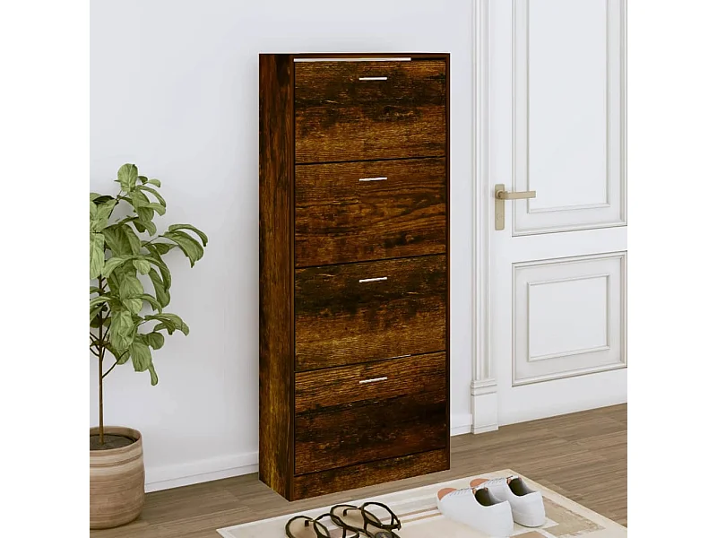 Armoire à chaussures Chêne fumé 63x24x147 cm Bois d'ingénierie