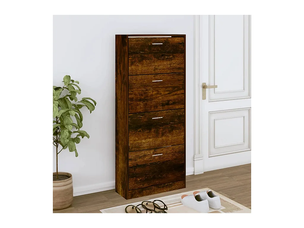 Armoire à chaussures Chêne fumé 63x24x147 cm Bois d'ingénierie