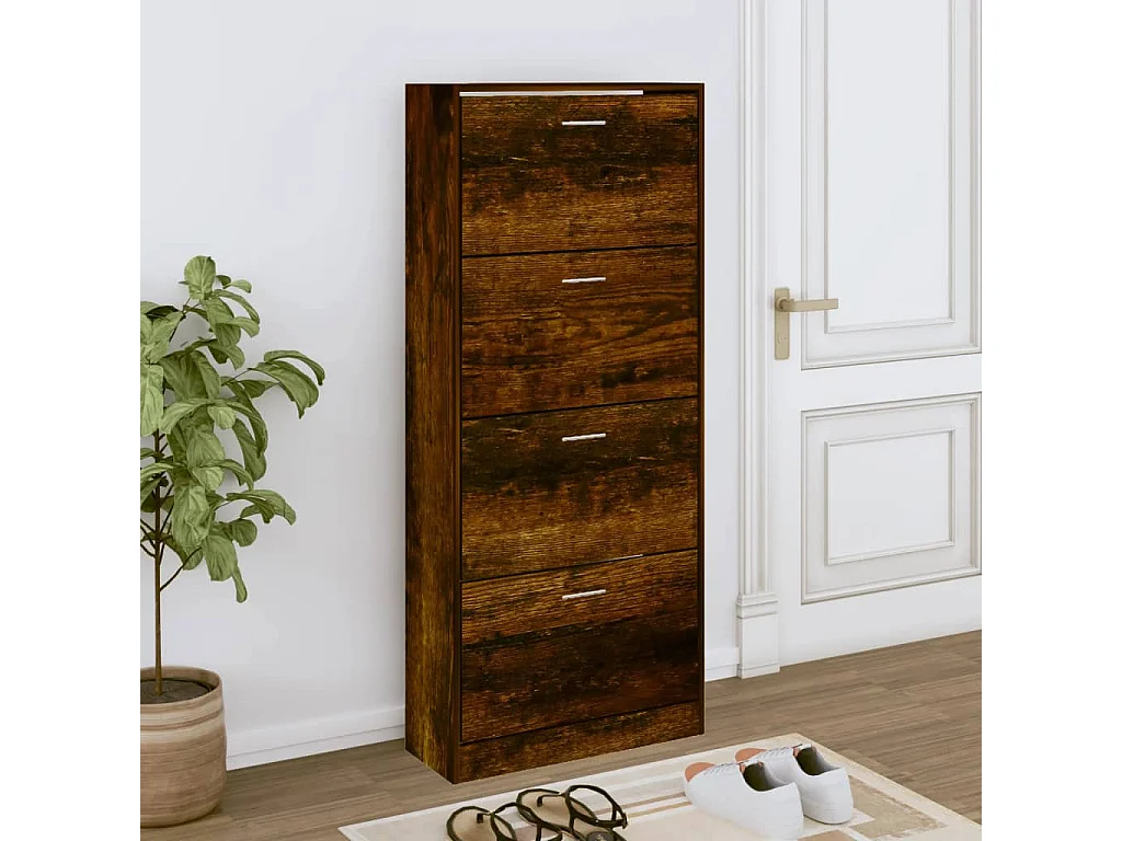 Armoire à chaussures Chêne fumé 63x24x147 cm Bois d'ingénierie