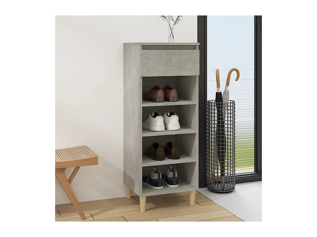 Betongrijze schoenenkast 40x36x105 cm bewerkt hout