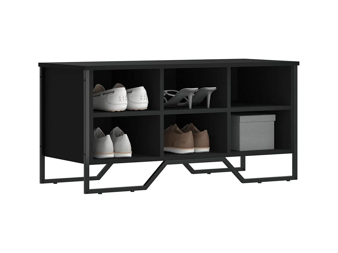 Armoire à chaussures noir 90x38x45,5 cm bois d'ingénierie