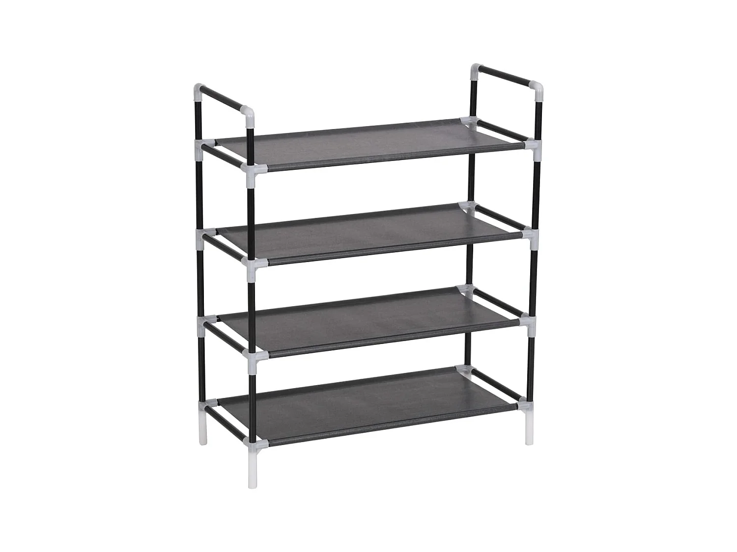 Range-chaussures avec 4 étagères Métal et Tissu non tissé Noir