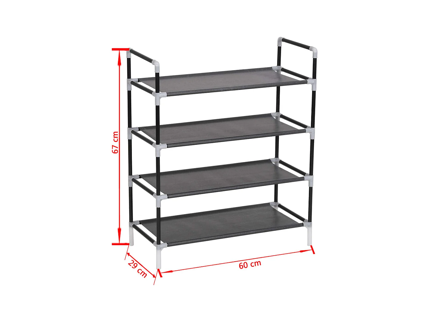 Range-chaussures avec 4 étagères Métal et Tissu non tissé Noir