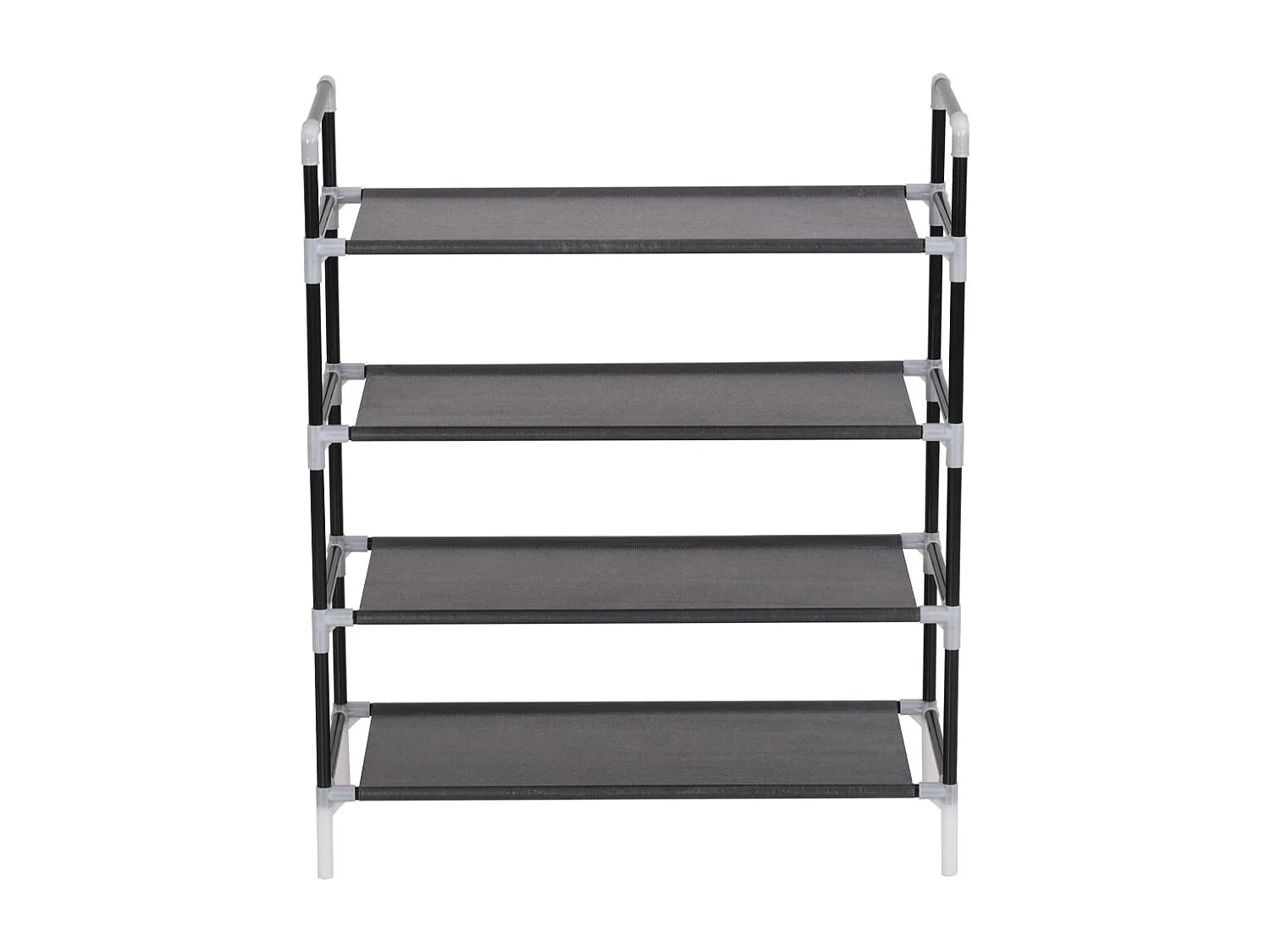 Scarpiera a 4 ripiani in metallo e tessuto non tessuto Nero