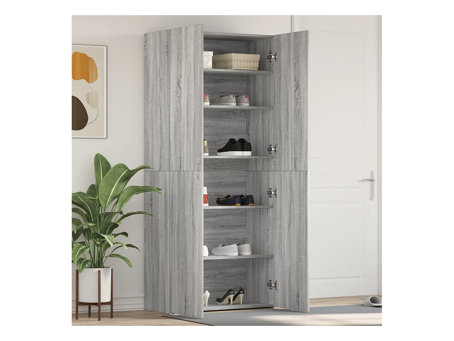 Armoire à chaussures Gris Sonoma 80x35,5x180 cm Bois d'ingénierie
