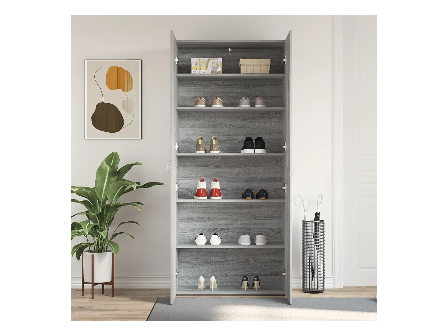 Armoire à chaussures Gris Sonoma 80x35,5x180 cm Bois d'ingénierie